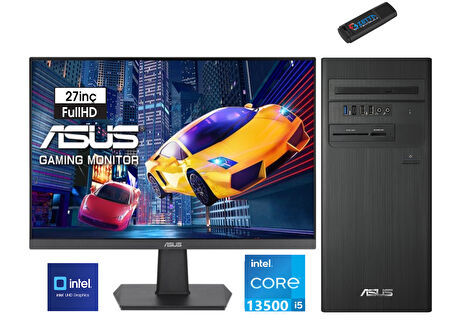 Asus Expertcenter Intel I5 13500 32GB 1tb SSD UHD 770 Fhd 27" Monitör WINDOWS11PRO Masaüstü Blgisayar G1S500TE-5135000020W53+ZETTAUSBBELLEK