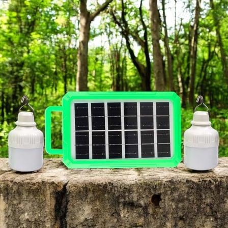 2 Ampullü Solar Panelli Powerbank Özellikli Kamp Işığı Seti – Güneş Enerjili LED Kamp Aydınlatma Sistemi, Taşınabilir Şarjlı Çadır Lambası, Outdoor Acil Durum Işığı