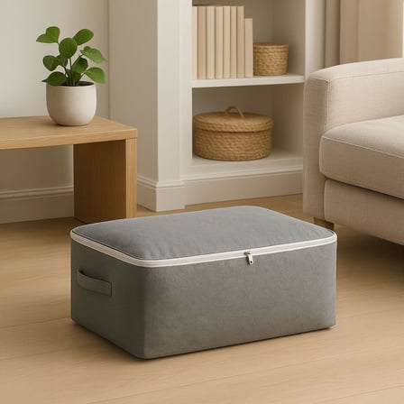 Deconox 4 Adet Büyük Boy Bazaaltı Kalın Kumaş Hurç | Kazak Yastık Çok Amaçlı Yatakaltı Düzenleme Hurcu Gri (64cmx45cmx20cm)