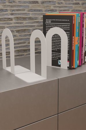 Dekoratif Beyaz Klasik Metal Kitap Tutucu, Kitap Desteği (İkili Set) MK4B