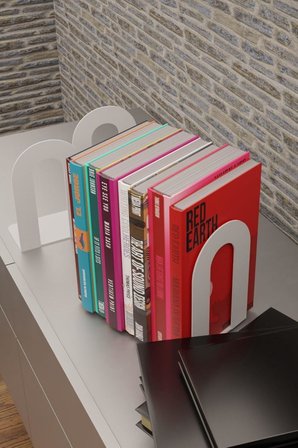 Dekoratif Beyaz Klasik Metal Kitap Tutucu, Kitap Desteği (İkili Set) MK4B