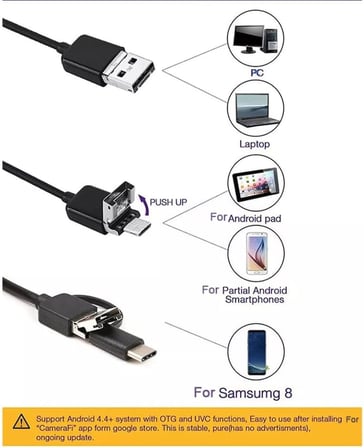 Endoskop Yılan Kamera 0.3 Megapiksel 7mm Su Geçirmez Ledli 10 Metre