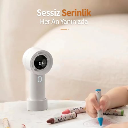 Cırak Turbo El Vantilatörü 100 Kademeli Ayarlı Güçlü Rüzgar Taşınabilir Fan LED Ekranlı USB-C Şarjlı Sessiz Mini Vantilatör Masaüstü ve Elde Kullanım El Fanı Mini Vantilatör Mini Fan (Mor)
