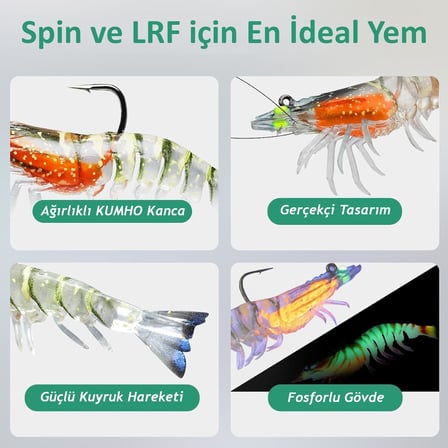 3 Adet Silikon Karides Balık Yemi 9cm 11.5gr Gerçekçi Levrek Katili Yem LRF Spin