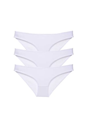 3 adet Süper Eko Set Likralı Kadın Slip Külot Beyaz