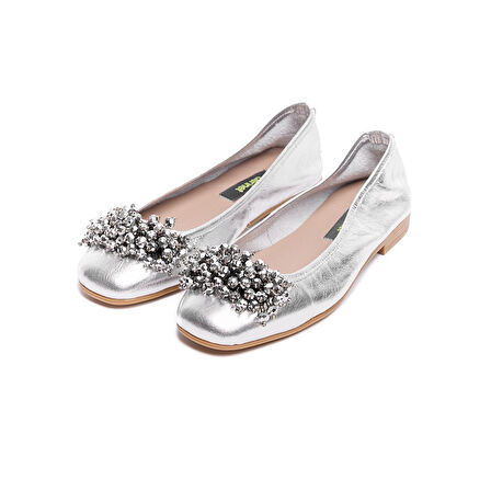 Hakiki Deri Taşlı Kadın Babet