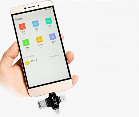 Coofbe Tüm Telefonlar İçin Kart Okuyucu 4in1 Type-C- İphone Lightning-Micro Kart Okuyucu Card Reader