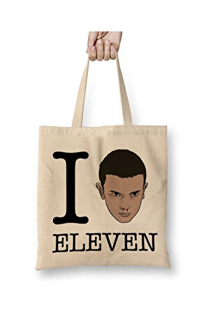 Stranger Things I Love Eleven Bez Çanta Uzun Saplı Alışveriş Çantası Plaj Çantası