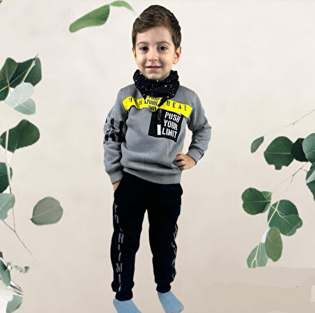 Erkek Çocuk Bereli 3 İplik Eşofman Takımı