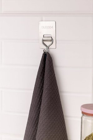 Kyrotech 2’li Kendinden Yapışkanlı Paslanmaz Çelik Süpürge ve Paspas Tutucu, 304 Kalite Çelik Duvar Tipi Organizer Askı Aparatı, 3x5 cm, Delme Gerektirmez, Kaymaz Tutuşlu, Banyo, Mutfak, Bahçe için