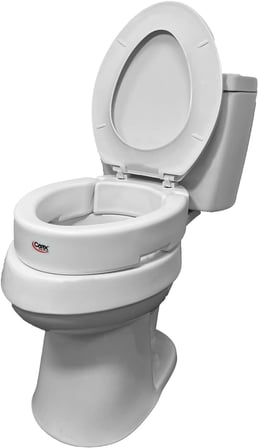 Carex Uzatılmış menteşeli klozet kapağı yükselticisi, tuvalete 8 cm yükseklik ekler, 136 kg ağırlık kapasitesi, yükseltilmiş klozet kapağı