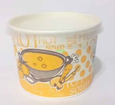 50 Adet Sızdırmaz Kapaklı Derin Tabak Kağıt-Karton Çorba Kâsesi 16oz Isı Korumalı Şeffaf Kapaklı Tas