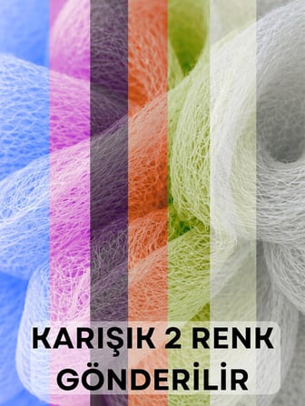 Beylini 2'li Karışık Banyo Lifi Büyük Boy 35GR Vücut Duş Kesesi File Top Lif Peeling Etkili Hijyenik Banyo