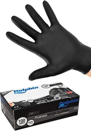 Kullan At Market Siyah Nitril Eldiven Pudrasız Ekstra Kalın (XL) 100'lü Paket