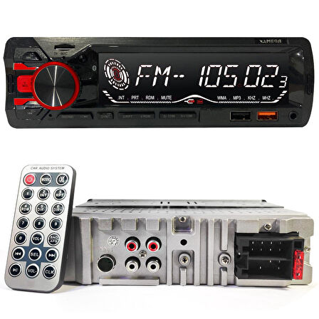 MEGA VM-948 Oto Teyp 4X60 Watt Bluetooth Büyük Ekran 2xUsb Sd Fm Aux 7 Renk