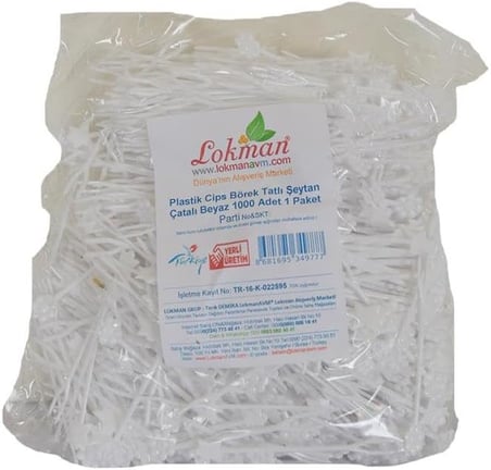 Plastik Cips Börek Tatlı Şeytan Çatalı Beyaz 1000 Adet 1 Paket