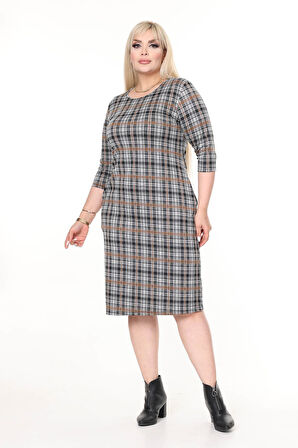 Çift Cepli Kışlık Büyük Beden Esnek Elbise 28A-2623