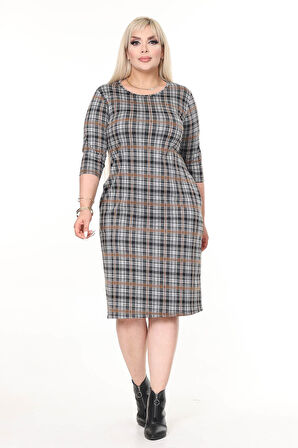 Çift Cepli Kışlık Büyük Beden Esnek Elbise 28A-2623