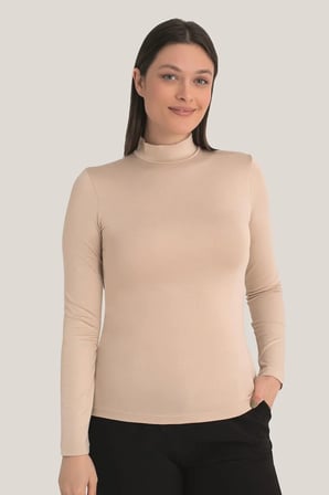 Özel Seri Kadın Ten Balıkçı Yaka Uzun Kollu Body 3 Adet Hediye Alternatif Örme Giyim Esnek Kazak