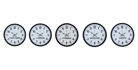 Standart Dünya Saatleri 5’li Siyah Set 36 cm iegxx