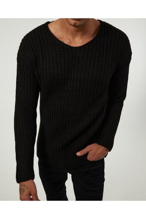 Oversize V Yaka Pamuklu Triko Kazak Salaş ve Şık Örme Pamuklu Triko Kazak