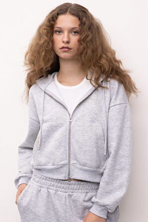 DeFacto Coool Standart Fit Kapüşonlu Basic Düz Kanguru Cepli Fermuarlı Sweatshirt Z7069AZ24WNGR210
