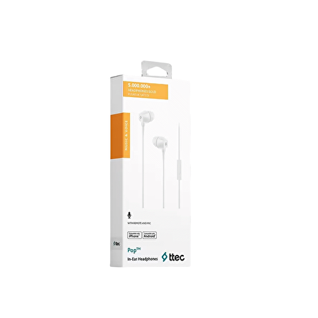Ttec Pop Mikrofonlu Kulakiçi Kulaklık 3.5mm Beyaz