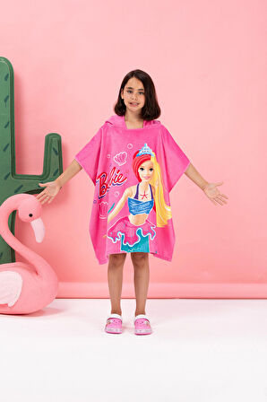 Özdilek Barbie Sea Lisanslı Kadife Çocuk Panço 4/9 Yaş