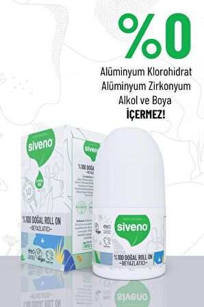 Siveno %100 Doğal Roll On Beyazlatıcı Etkili Deodorant Ter Kokusu Önleyici Bitkisel Leke Bırakmayan Vegan 50 ml