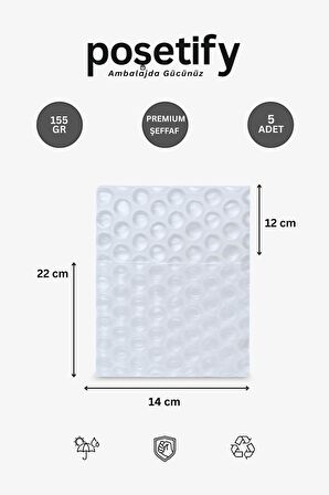 Premium Büyük Balonlu Torba 14 x 22 + 12 CM | 5’li Set | Kalın Malzeme | Koruyucu Ambalaj Poşeti