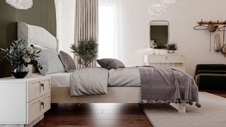 Aura Genç Odası (4 Kapılı Dolap+Karyola 100x200+Komodin+Çalışma Masası ve Üst Ünite+Kitaplık+Şifonyer+ayna )
