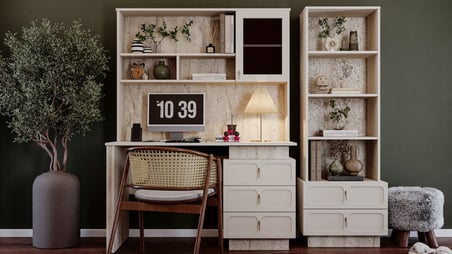 Aura Genç Odası (4 Kapılı Dolap+Karyola 100x200+Komodin+Çalışma Masası ve Üst Ünite+Kitaplık+Şifonyer+ayna )