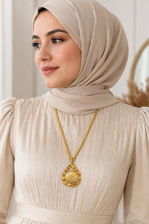 14 Ayar Osmanlı Tuğrası Sultan Madalyon Altın Kolye