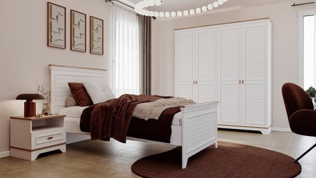 Letto Genç Odası Takımı(4 Kapılı Dolap+Karyola 100x200+Komodin+Çalışma Masası ve Üst Ünite+Kitaplık+Şifonyer+ayna )