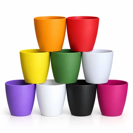 9 Renkli Orkide Saksısı Seti – Dekoratif Plastik Saksı Seti Çiçek 
