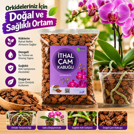 İthal Çam Kabuğu Orkide Toprağı – Doğal Orkide Saksı Harcı ve Yetiştirme Kabuğu