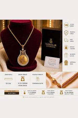 14 Ayar Safir Dokunuşlu Premium Tasarım Altın Kolye