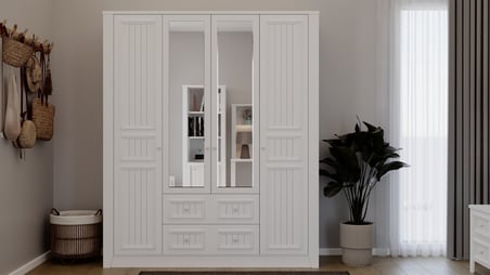 Lora Genç Odası Takımı (4 Kapılı Dolap+Karyola 100x200+Komodin+Çalışma Masası ve Üst Ünite+Kitaplık+Şifonyer+ayna )