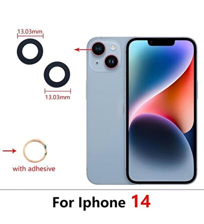 iPhone 14 Arka Kamera Camı Lens Seti