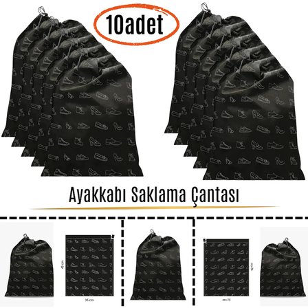 Ayakkabı Saklama Çantası Askılı Dolap Çekmece Düzenleyici Seyahat Çantası Hurcu 10 Adet