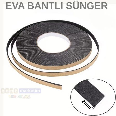 Eva Neopren Conta Sünger Bantlı Sızdırmazlık Bandı 2mm Kalınlıkta 40mmx25mt
