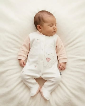 Kız Bebek Pudra Ayıcıklı Kadife Patikli Tulum