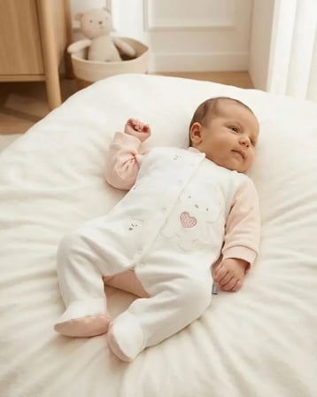 Kız Bebek Pudra Ayıcıklı Kadife Patikli Tulum