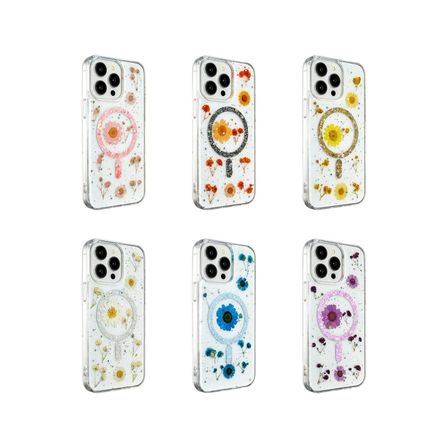 Apple İphone 12 Kılıf Daisy Simli Magsafe Kapak - Gümüş