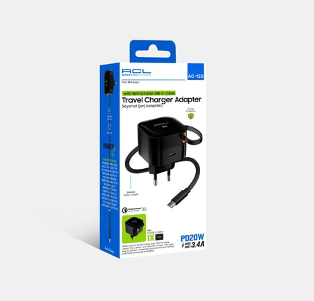 20w Seyahat Şarj Adaptörü Typce Girişli 3.4a