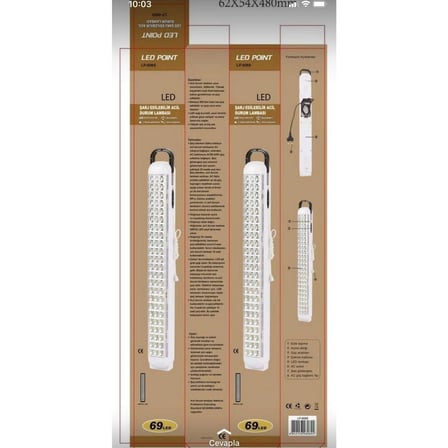 Ledpoint Lp-6069 Akülü 69 Led Şarjlı Işıldak