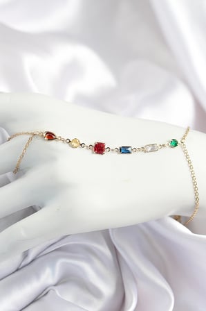 Pirinç Renkli Zirkon Taşlı Y Model Gold Renk Kadın Şahmeran TJ-SN684