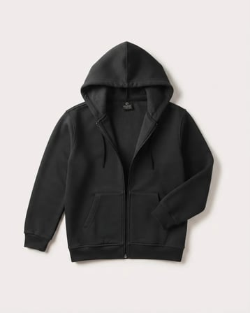 Erkek Çocuk Antrasit Renk Fermuarlı Kapüşonlu Kanguru Cepli Okul Sweatshirt Hırka Ceket