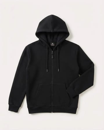 Erkek Çocuk Siyah Kapüşonlu Fermuarlı Cepli Okul Hırkası ve Fermuarlı Sweatshirt Ceket