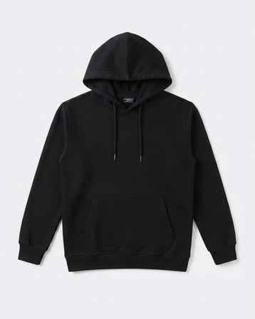 Erkek Çocuk Siyah Kapüşonlu Kanguru Cepli Sweatshirt Günlük ve Okul İçi Rahat Düz Model